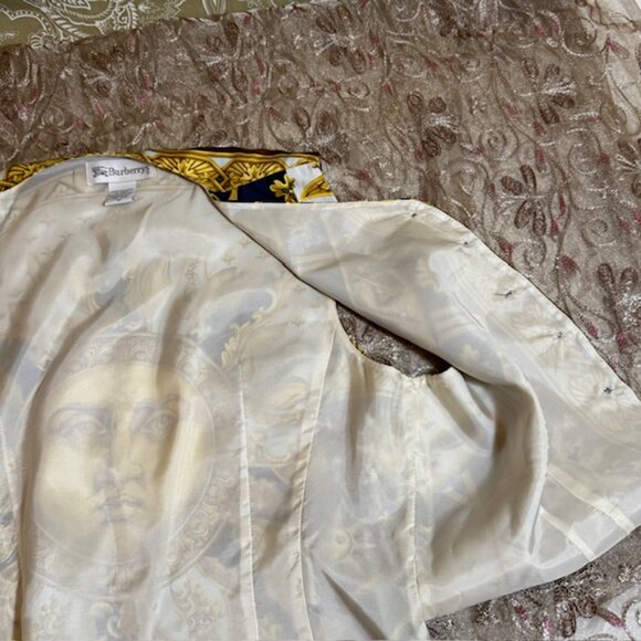 RARE Burberry Vintage Silk Vest  Incredibly Sun Celestial Print Sz 10 - Picture 15 of 16